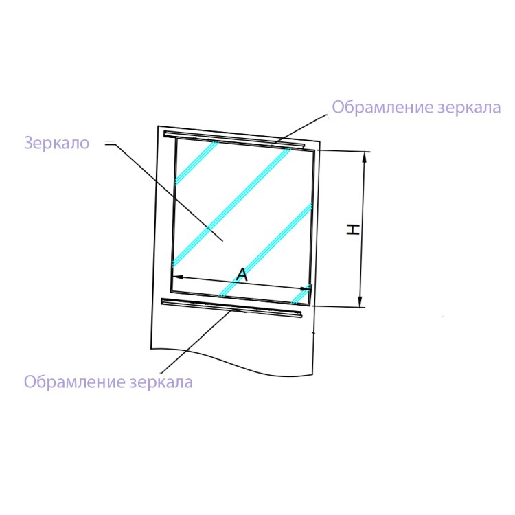 Обрамление зеркала (к-т: 2шт.) нерж.сталь шлиф. L-2190 мм