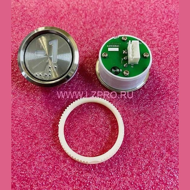 Кнопка "-1" (с шрифтом Брайля, белая круговая подсветка, тип BAS231) A4N33841 Otis