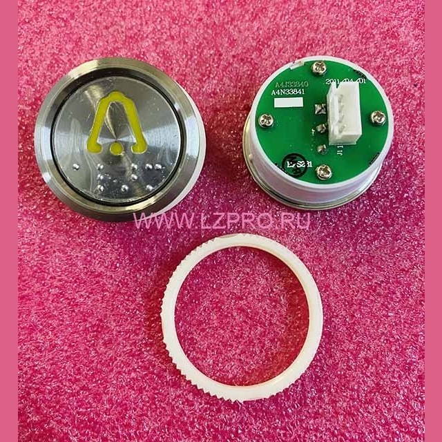 Кнопка "колокольчик" (с шрифтом Брайля, белая круговая подсветка, тип BAS231) A4N33841 Otis