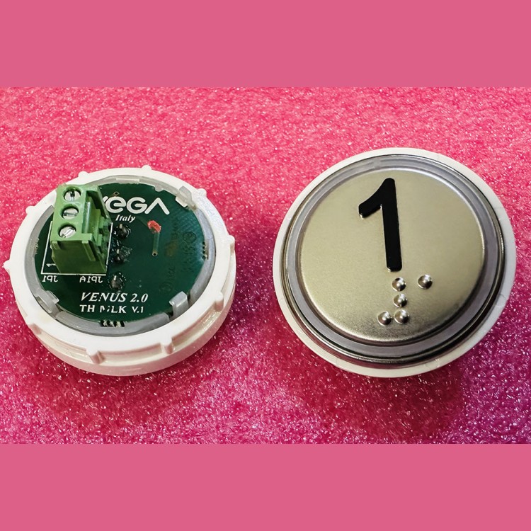 Кнопка 1 красная подсветка с кодом Брайля VENUS V.2 MLK VEGA