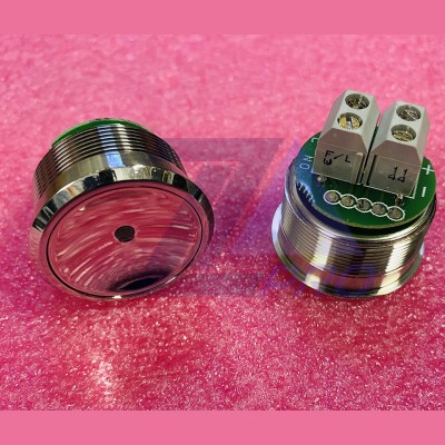 Кнопка антивандальная (подсветка красная; полиров. нерж.) FAA25090L11 Otis