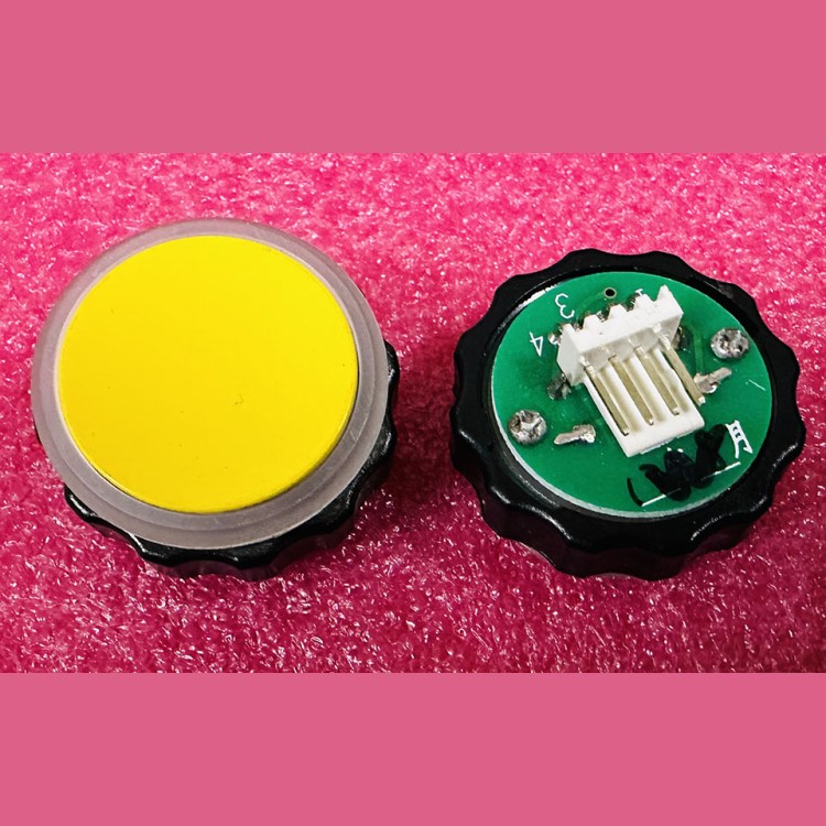 Кнопка BR27B служебная "вызов диспетчера" (с круговой синей подсветкой, желтый толкатель, разъем AMP) XAA323CY1A-AL XIZI Otis