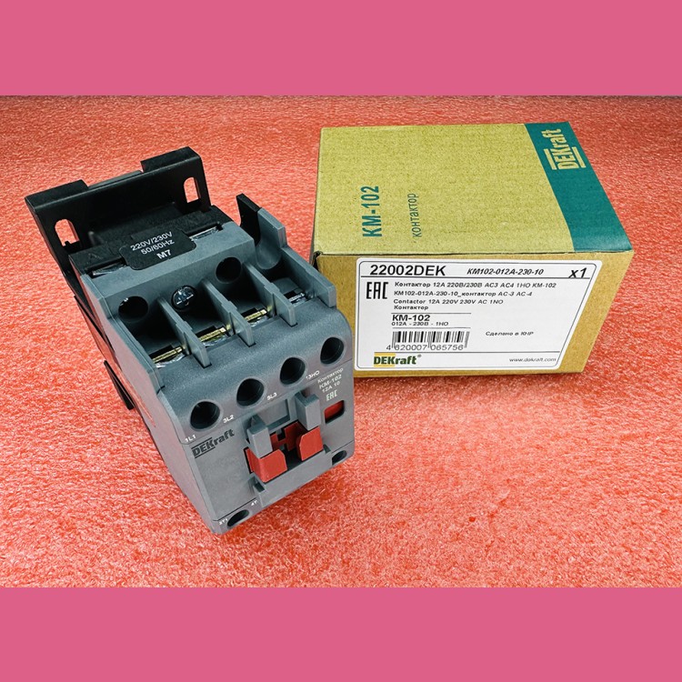 Контактор 3P 1NO 12A 220-230В КМ-102 22002DEK DEKraft