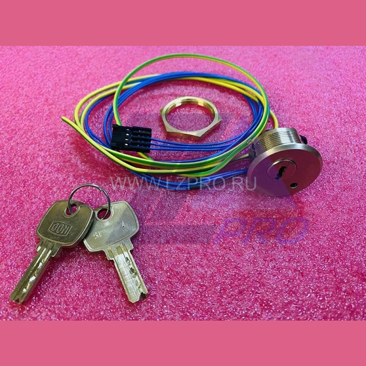 Ключевина COP (выключатель ключевой, 24V, шлифованный хром, с индикацией синего цвета, пружинный автовозврат ключа, ключ SH2 2 шт.) FAA431R11 Otis