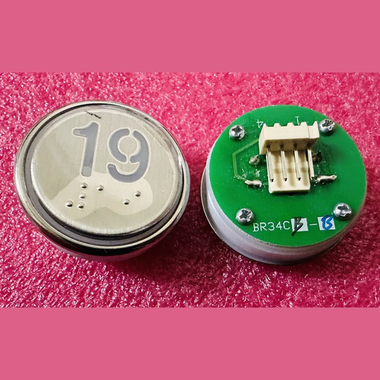 Кнопка "19" с шрифтом Брайля, синяя подсветка BR34C Xizi Otis